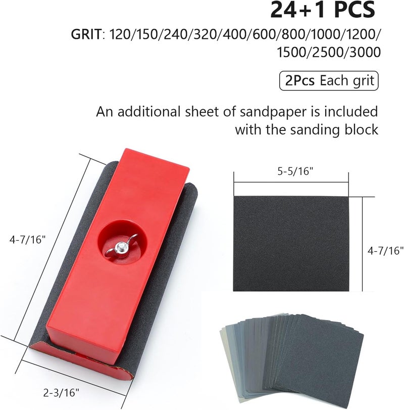 SCOTTCHEN Hand Sanding Blocks Auto Body 2pack, Sandpaper Woodworking Furniture Sander Hand Tool, 50pcs sandpaper, Grit 120 to 3000 - Image 2